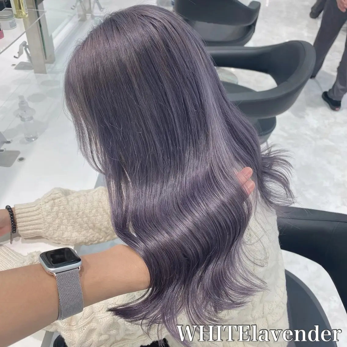 セミロング カラー ヘアアレンジ ヘアカラー 🫧モテる💗ダメー ジレスハイトーン🫧のヘアスタイル