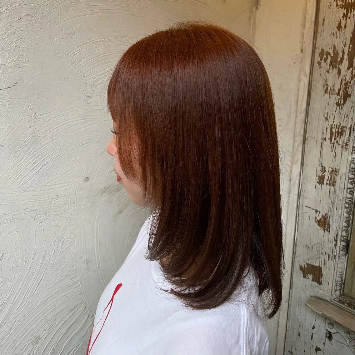 セミロング オレンジブラウン ヘアカラー maika (^^)。.:*☆のヘアスタイル