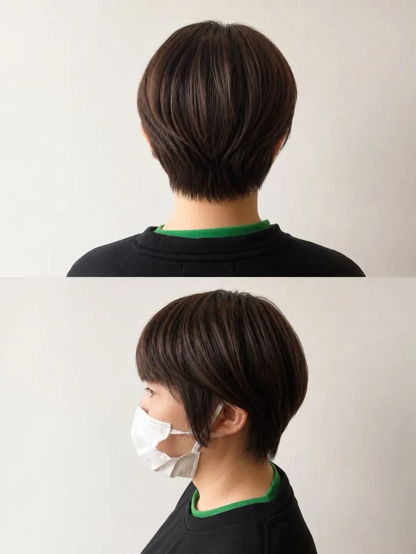 ショート カラー 丸みショート アッシュ 透明感カラー レイヤーカット ショートヘア 田村 美沙子のヘアスタイル