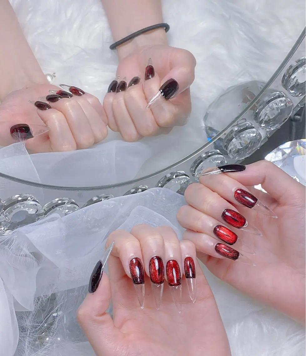 ネイル 成人式 韓国ネイル ロングネイル マグネットネイル 大理石ネイル(マーブル) ハンドネイル Sanie Salonのネイルデザイン