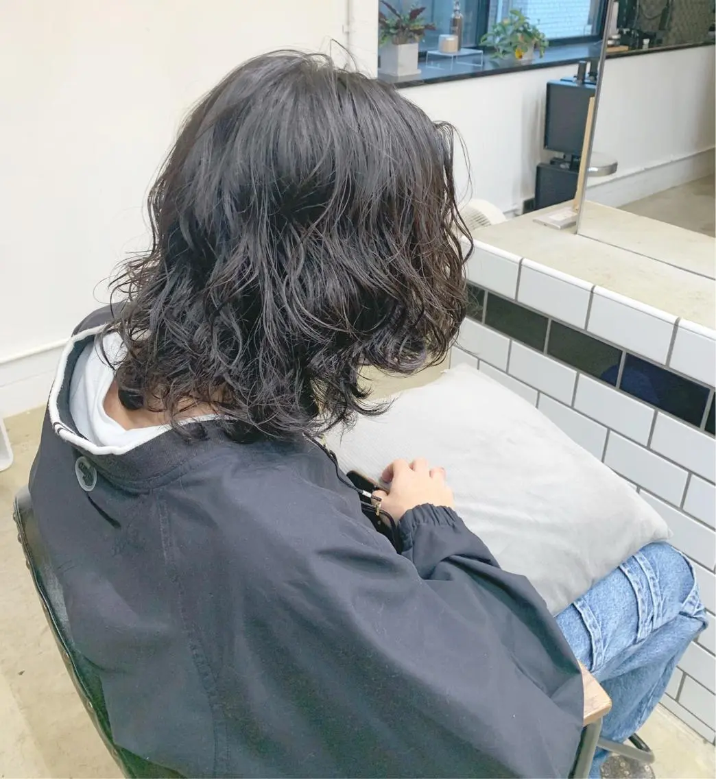 セミロング カラー パーマ ヘアアレンジ メンズ 🎀暖色カラー🎀 ♡yurika♡のヘアスタイル