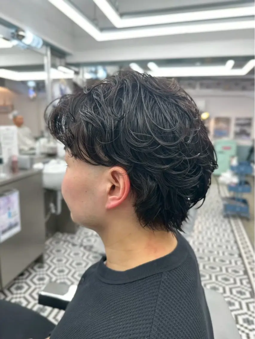 ミディアム パーマ メンズ 安部 大樹のヘアスタイル