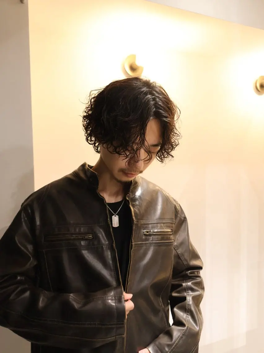 ショート パーマ プードルパーマ メンズパーマ梅田 ・川副史晶のヘアスタイル