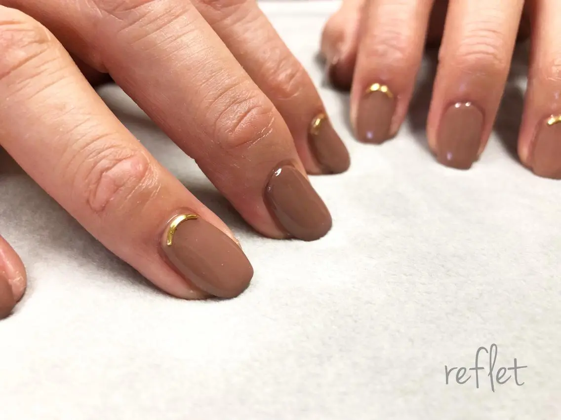 ネイル ブラウン ワンカラーネイル ハンドネイル reflet nailのネイルデザイン