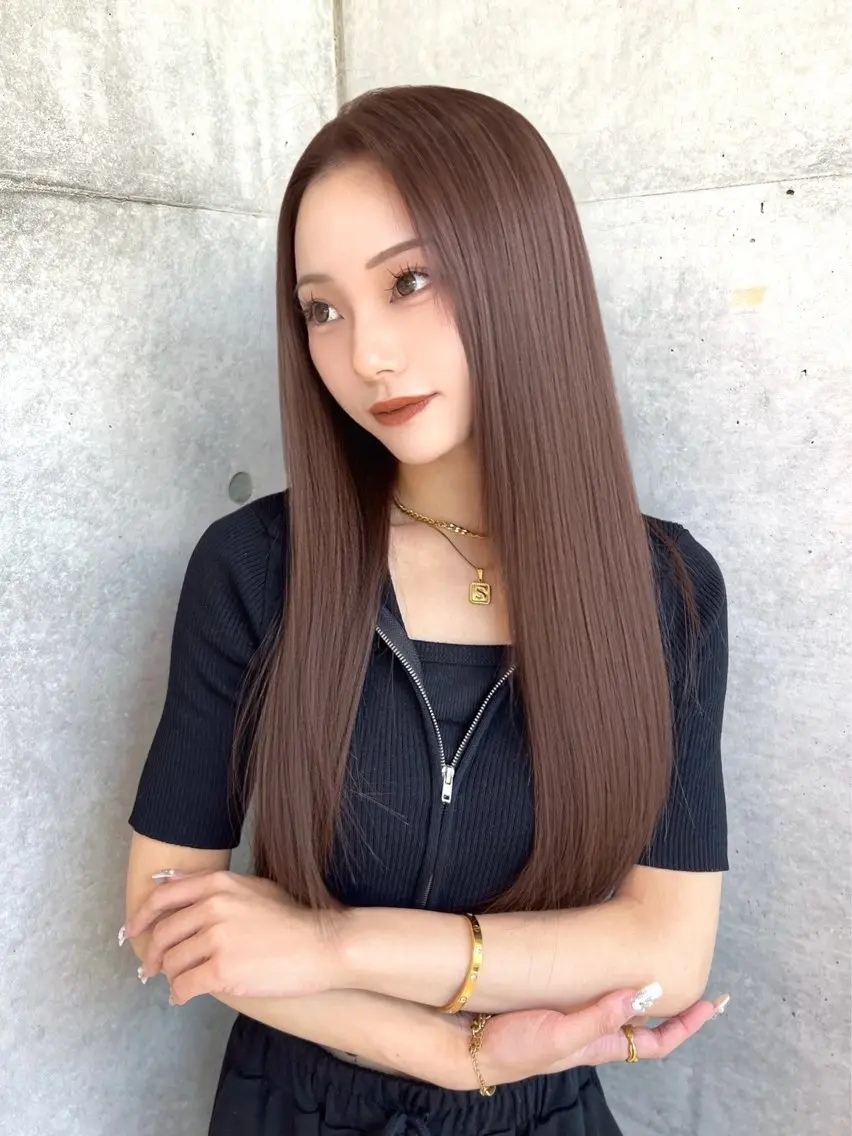 ロング カット ヘアカラー 縮毛矯正 福岡縮毛矯正✨️ ストレート 向井和輝のヘアスタイル
