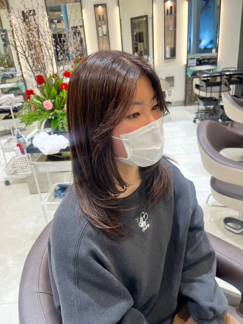 ミディアム レイヤーカット ヘアカラー くぼたひより /モデル様募集中のヘアスタイル
