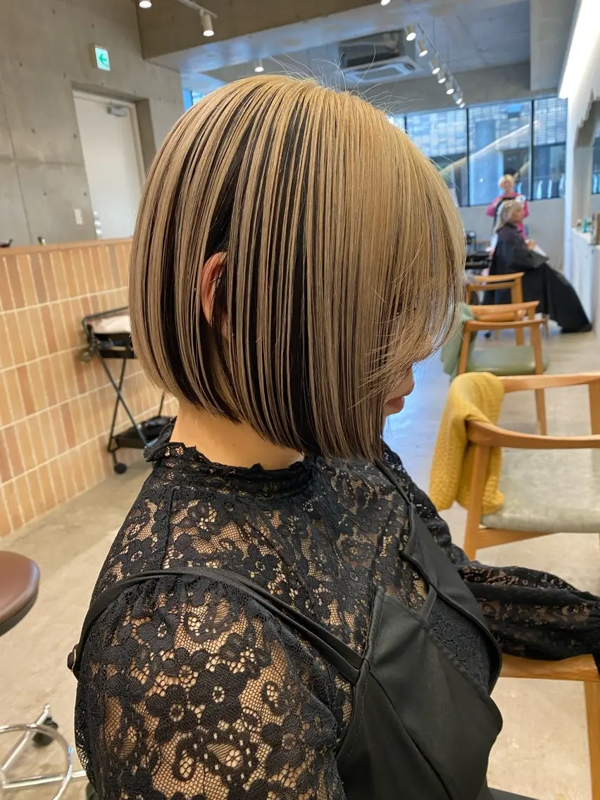 ショート カラー デザインカラー ダブルカラー ボブ 髪質改善 レイヤー/柔色 カラー/SAkiのヘアスタイル