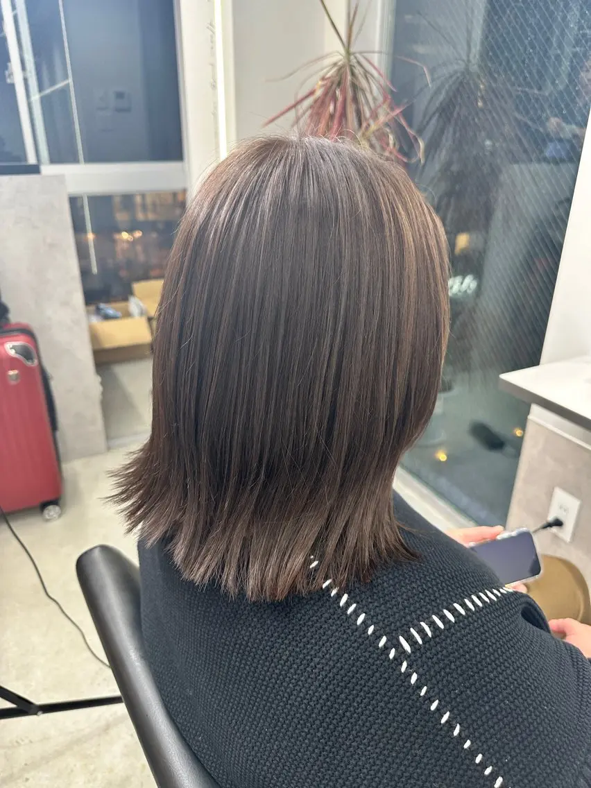 ミディアム カラー オリーブカラー 福岡美容師 SOUTAのヘアスタイル