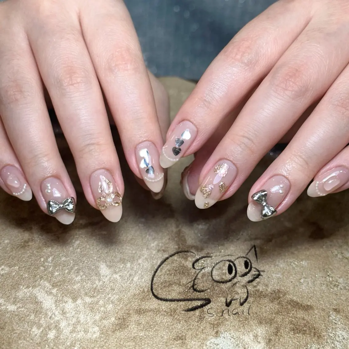 ネイル オーロラネイル 長さ出し フレンチネイル ジェルネイル ガーリー S.nail _のネイルデザイン