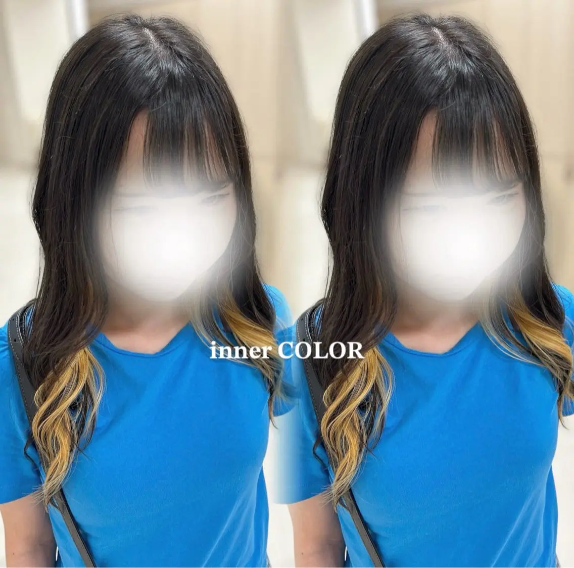 ロング カラー ブリーチ 抜きっぱなしブロンド ヘアカラー ヘアセット ベージュ/つや髪/ レイヤー／ゆいなのヘアスタイル