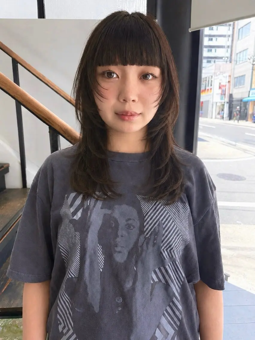 ミディアム カラー ミディアムレイヤー レイヤーカット カット レイヤー / ボブ/ ダブルカラーsakiのヘアスタイル