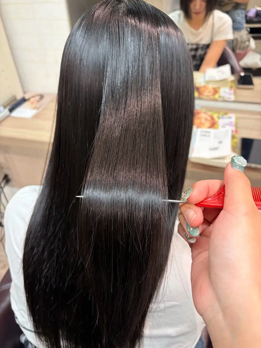 ロング 縮毛矯正 縮毛矯正 大賀 鈴のヘアスタイル