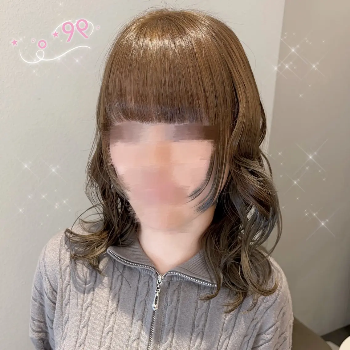ミディアム カラー ベージュカラー ラテベージュ カット ヘアカラー 顔周り/ガーリー /ヘアメ/あつはのヘアスタイル