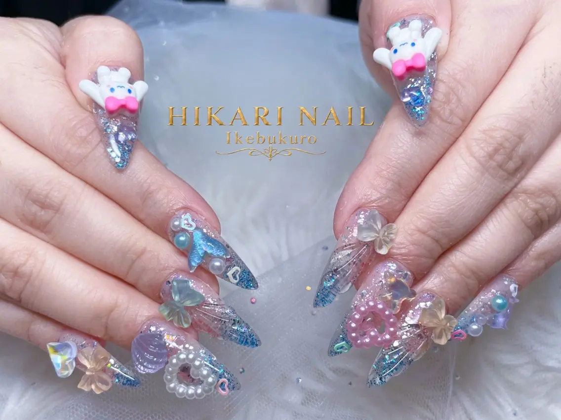 ネイル チークネイル 長さ出し フレンチネイル ガーリー ハロウィン ハンドネイル HikariNail Ikebukuroのネイルデザイン