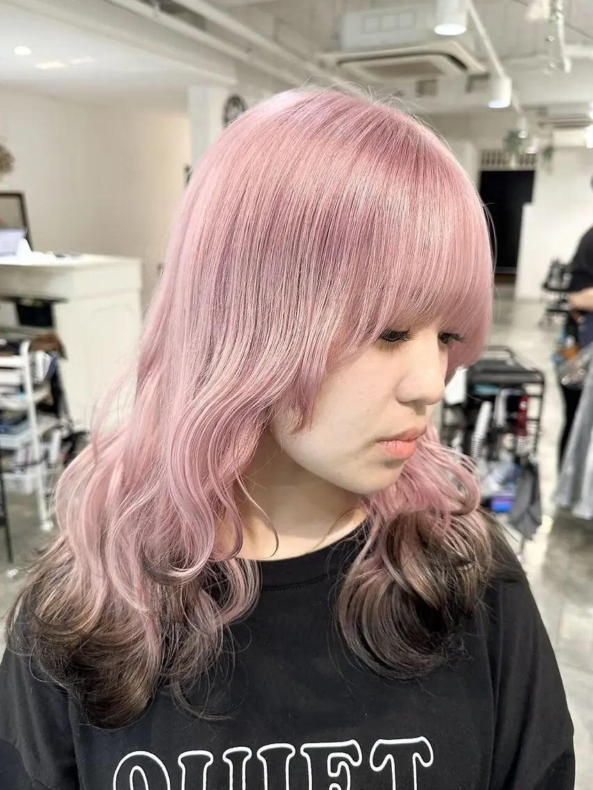 セミロング カラー ブリーチ ケアブリーチ ケアカラー 透明感カラー ダブルカラー ili 大阪のヘアスタイル