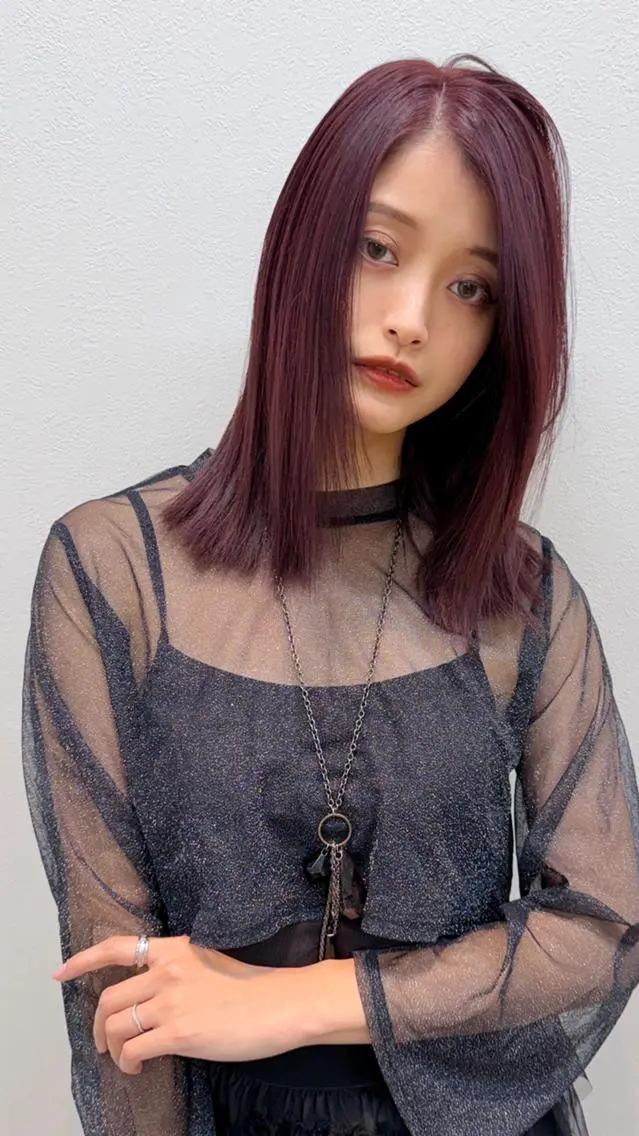 前髪カット＋ケアカラー＋髪質改善サブリミックトリートメントの写真