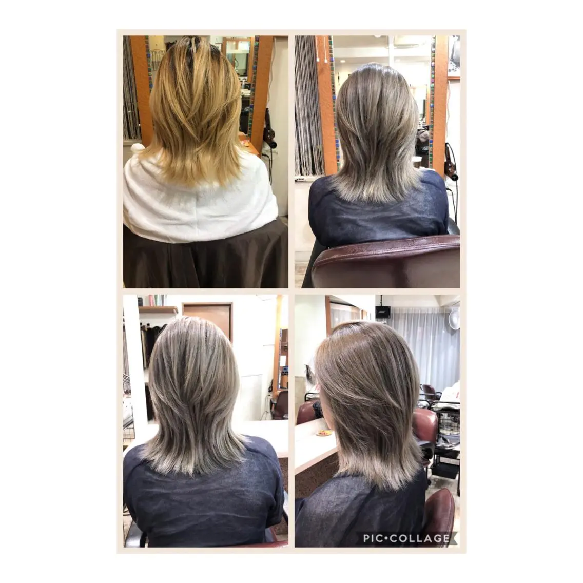 ミディアム カラー アッシュ ブリーチ ケアブリーチ ホワイトアッシュ 100%髪質改善特化 TRUNSのヘアスタイル