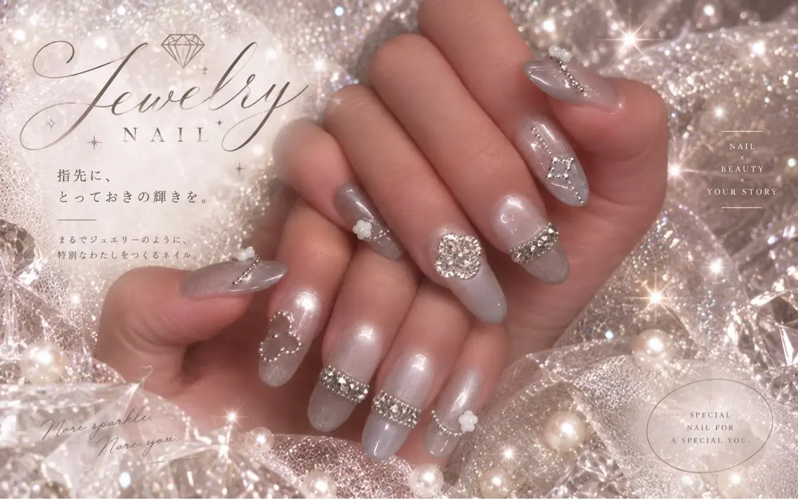 ネイル アートネイル 長さ出し ガーリー 韓国ネイル マグネットネイル mii/ naru nailのネイルデザイン