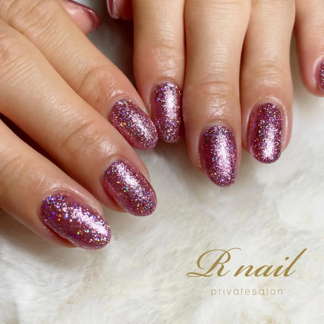 ネイル ラメ(グリッター) ピンク R nailのネイルデザイン