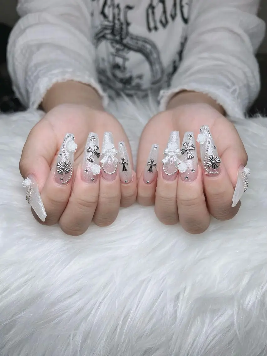 ネイル ハート 韓国ネイル 春ネイル 夏ネイル バレンタイン Sora nail 長さ出し専門店のネイルデザイン