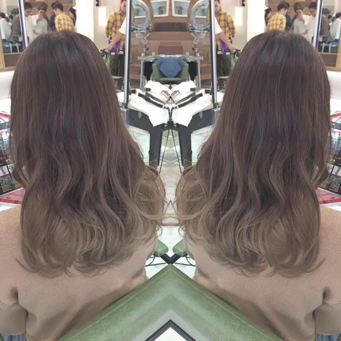 セミロング ロング カラー グラデーションカラー グレージュ 青木 茂樹⭐️ 透明感カラーのヘアスタイル