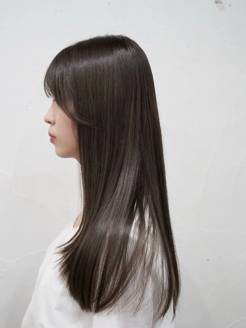 ロング カラー ベージュカラー オリーブベージュ カット ヘアカラー ブリーチなし透明感 カラー/チサト🌿のヘアスタイル