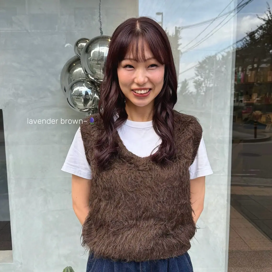 ミディアム カラー ラベンダーカラー ヘアカラー 城村 亜優のヘアスタイル