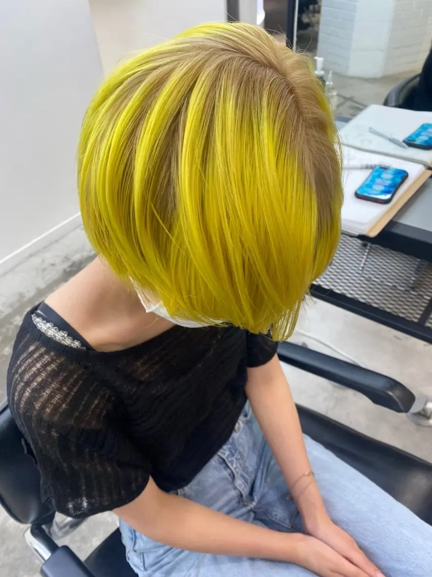 カラー ブリーチ 透明感カラー ネイビーカラー オレンジ ピンクカラー ヘアカラー トリートメント 🍒似合わせ×ハイト ーン/ユリナ🍒のヘアスタイル