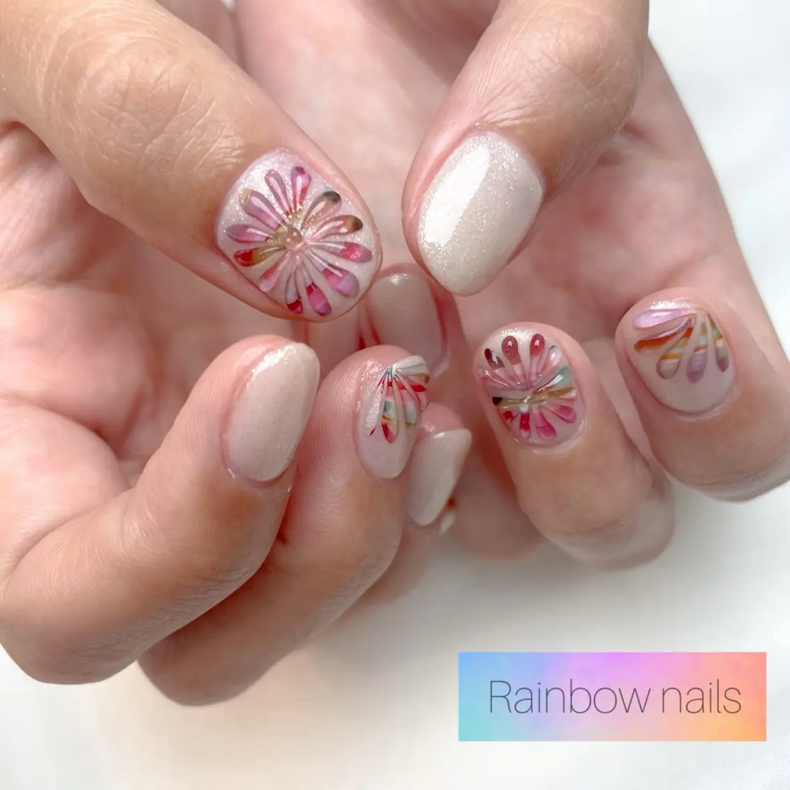 ネイル ハンドネイル Rainbow nailsくろちゃんのネイルデザイン