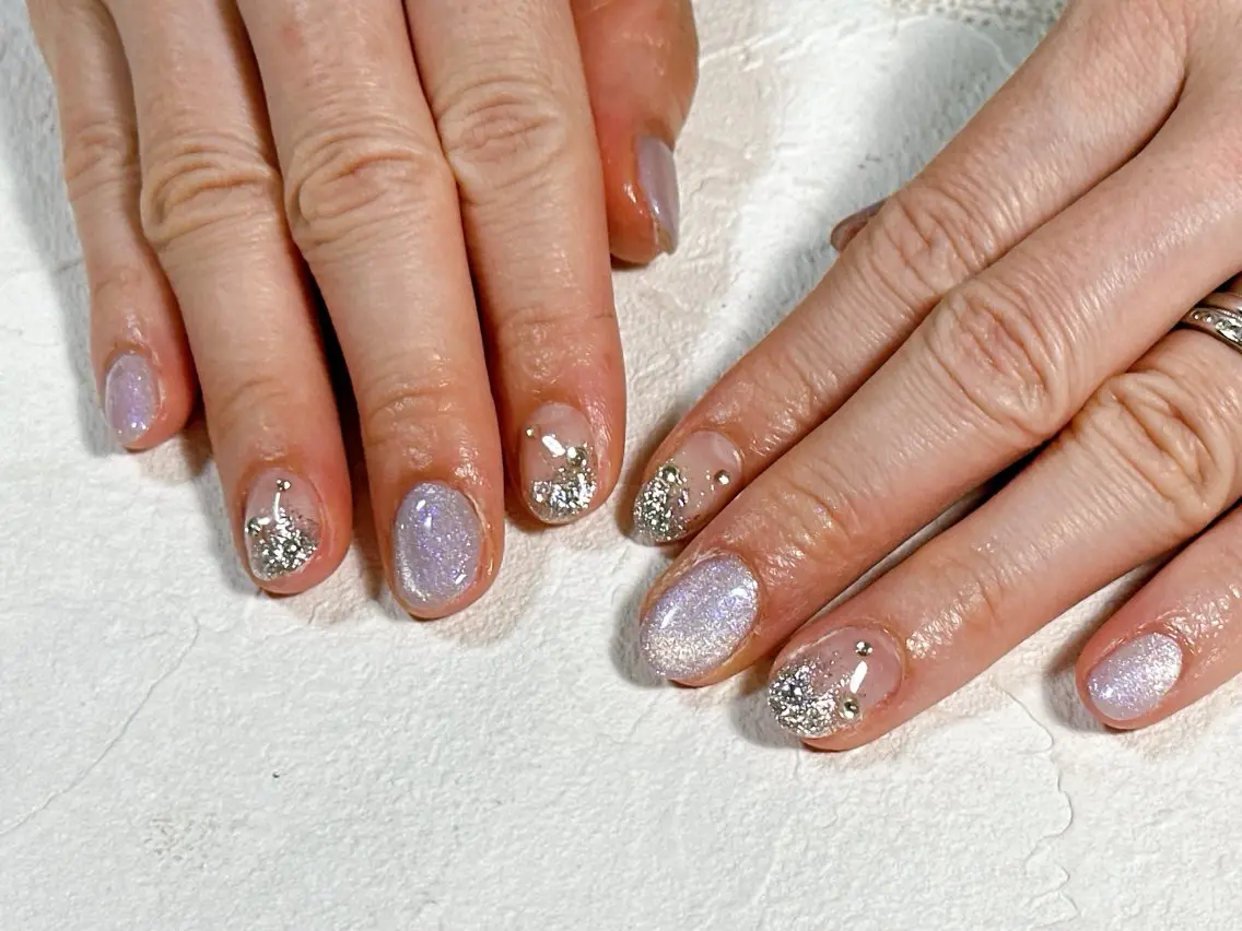 ネイル オーロラネイル フットネイル フレンチネイル ジェルネイル マグネットネイル kiki nail たまプラーザのネイルデザイン