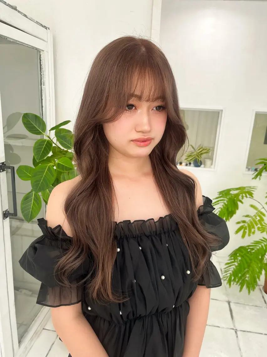 ロング カラー カット ヘアカラー トリートメント 韓国ヘア🇰🇷 ♡fuminaのヘアスタイル