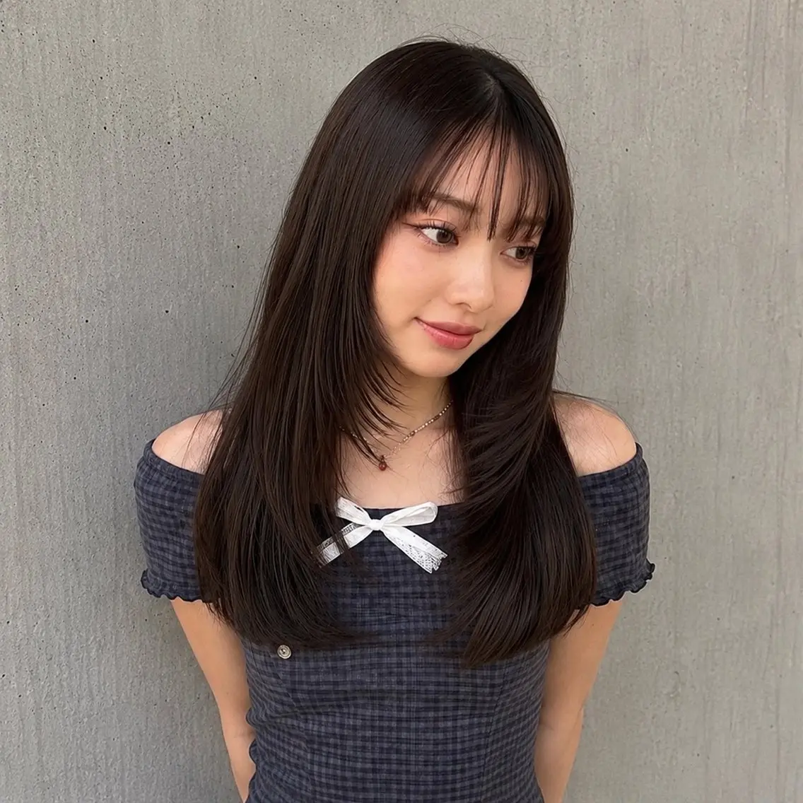 セミロング カラー 透明感カラー 韓国風ヘア レイヤーカット シースルーバング 小顔カット カット ヘアカラー トリートメント 盛れる顔まわりカット 髪質改善/渋谷/れんのヘアスタイル