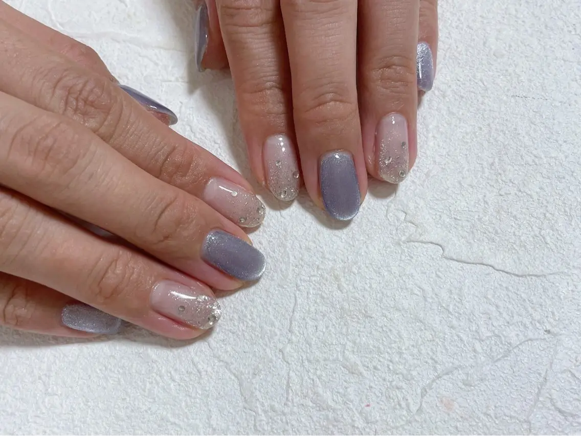 ネイル オーロラネイル フットネイル フレンチネイル ジェルネイル 韓国ネイル kiki nail たまプラーザのネイルデザイン