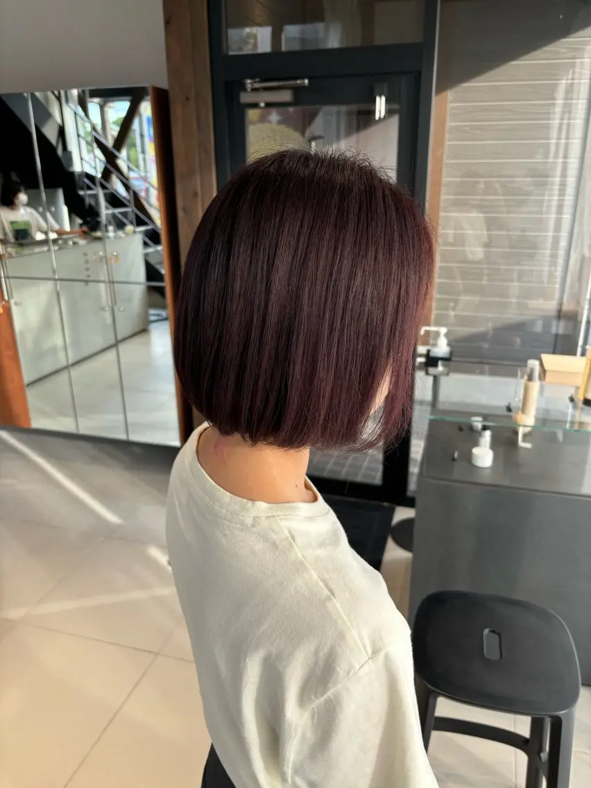 ショート カラー ブラウンカラー レッドカラー NANAKO benji 香椎のヘアスタイル