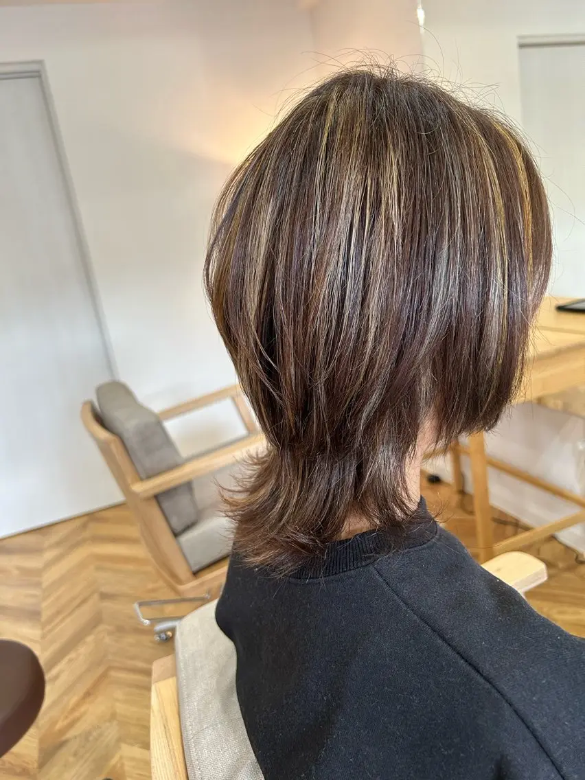 セミロング カラー ハイライトカラー ハイライト 櫻井園子🌸 久屋大通/高岳のヘアスタイル