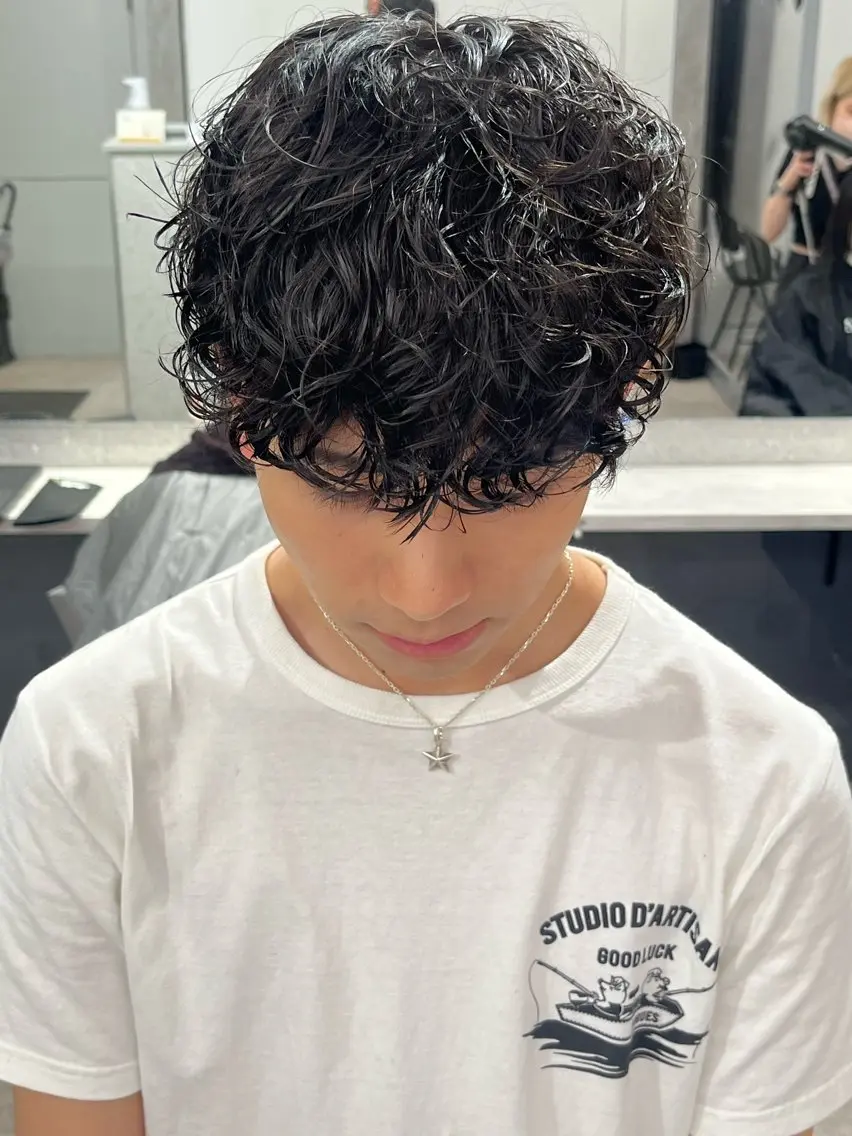 パーマ メンズ スペインカール カット パーマ 🍐シャドウパーマ メンズ特化/守岡🍐のヘアスタイル