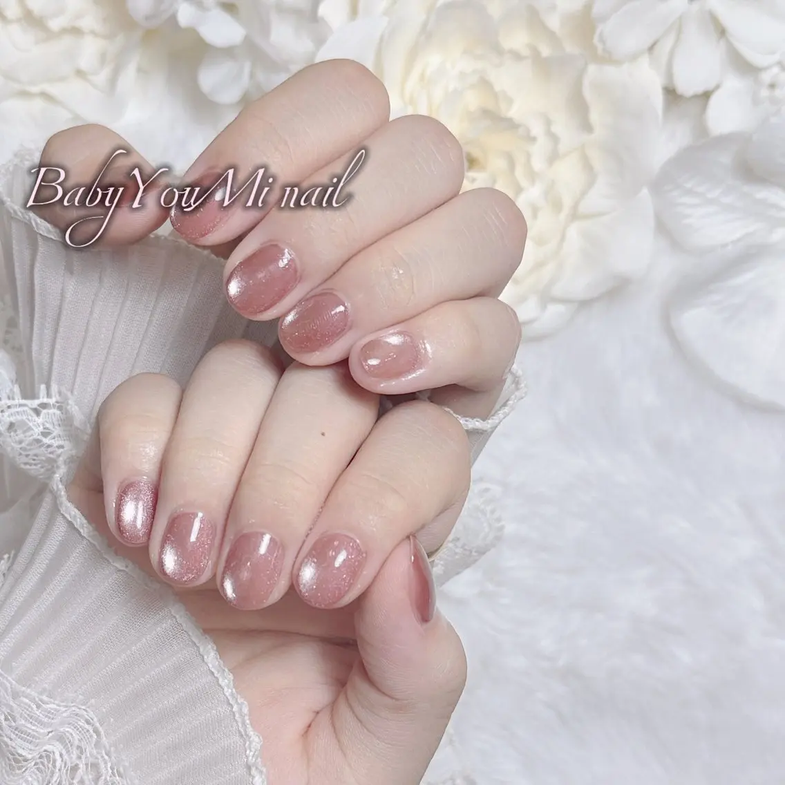 ネイル オーロラネイル チークネイル 成人式 フットネイル フレンチネイル ハンドネイル BabyYouMi nailのネイルデザイン