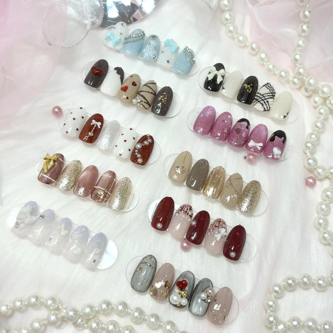 ネイル ハート バレンタイン ハンドネイル WISTERIA SAKAEのネイルデザイン