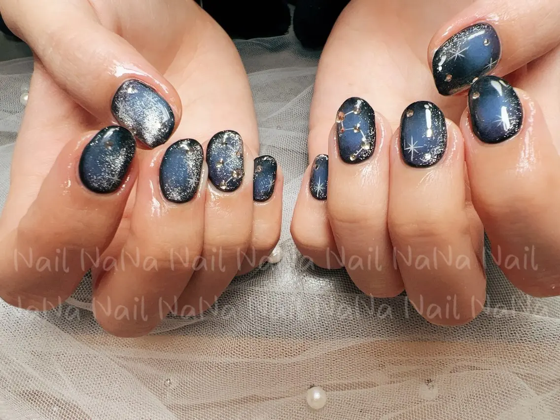 ネイル ブルー ハンドネイル Nail NaNaのネイルデザイン