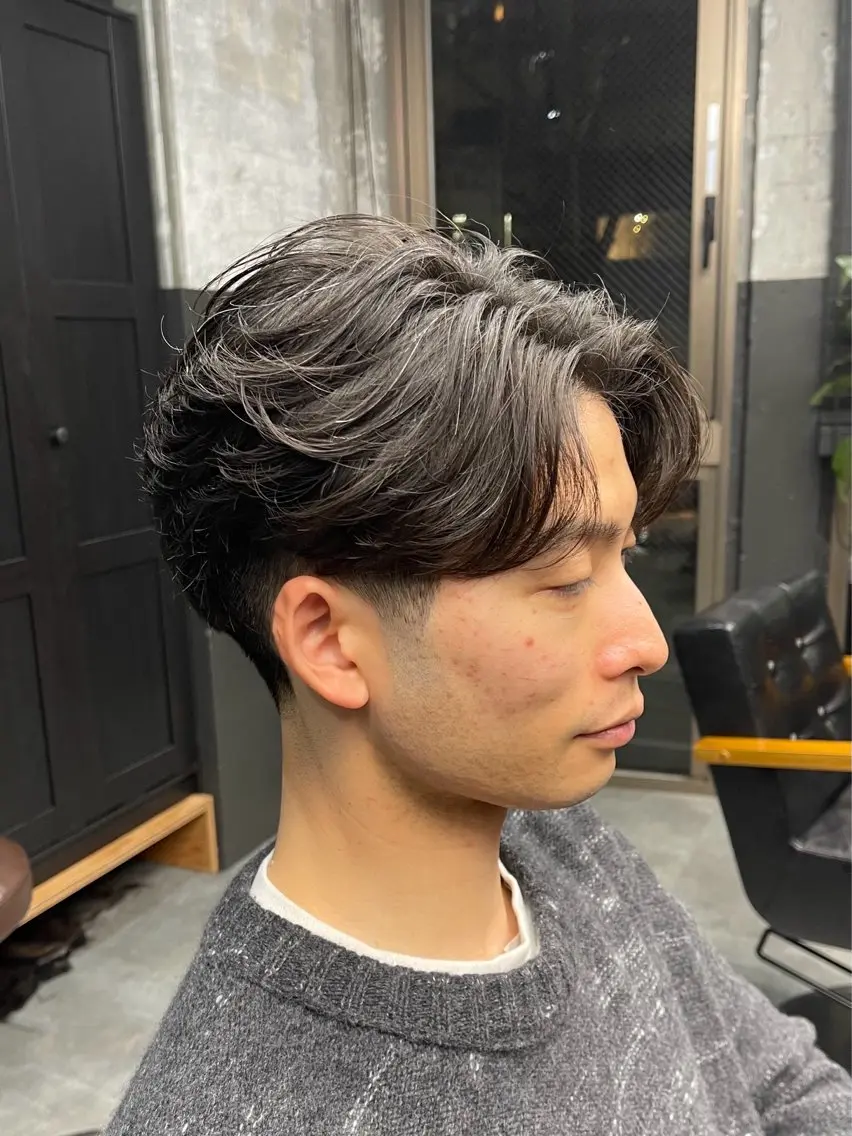 ミディアム メンズ 外国人風カラー 恵比寿メンズカット モデル無料/かずきのヘアスタイル