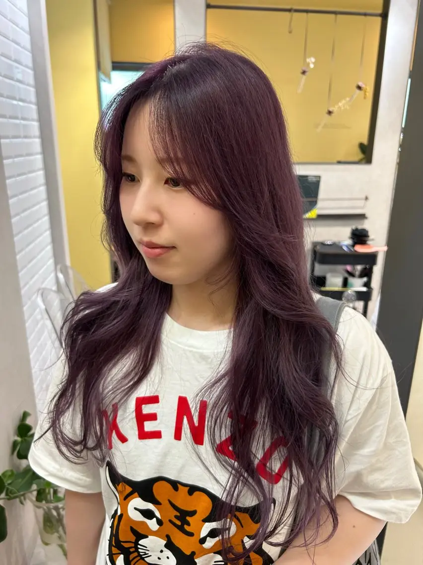 ロング カラー ブリーチ ラベンダーカラー ピンクカラー ピンクラベンダー カット ヘアカラー トリートメント hubhair レイヤー/透明感のヘアスタイル