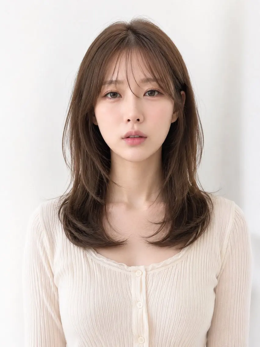 ミディアム レイヤーカット カット ヘアカラー トリートメント モテ🤍トレンドヘア /新宿/ワカナのヘアスタイル