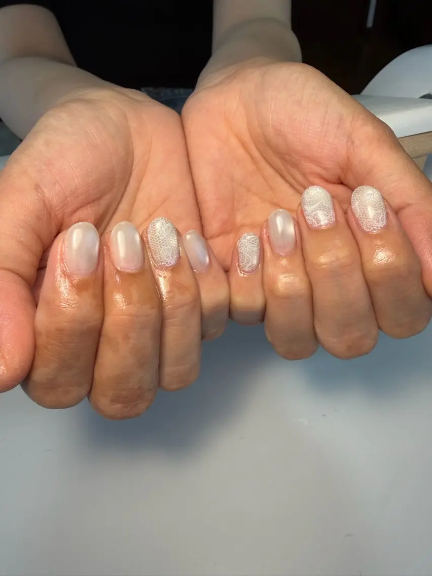 ネイル アートネイル レース ブライダルネイル ハンドネイル NAIL BY YUのネイルデザイン