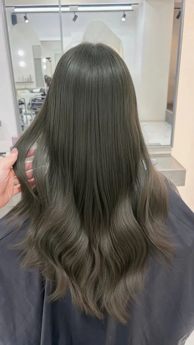 セミロング カラー パーマ ベージュカラー ブリーチ 透明感カラー ダブルカラー グレージュ カット ヘアカラー TOMO/ブリーチ 無しオリーブのヘアスタイル