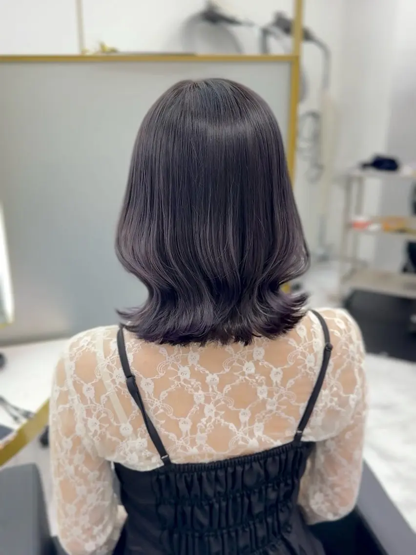 ミディアム カラー ヘアアレンジ ブリーチ ダブルカラー グレージュ ラベンダーカラー ラベンダーグレージュ ♦ブリーチなしカラー ×レイヤー♦中島良太のヘアスタイル