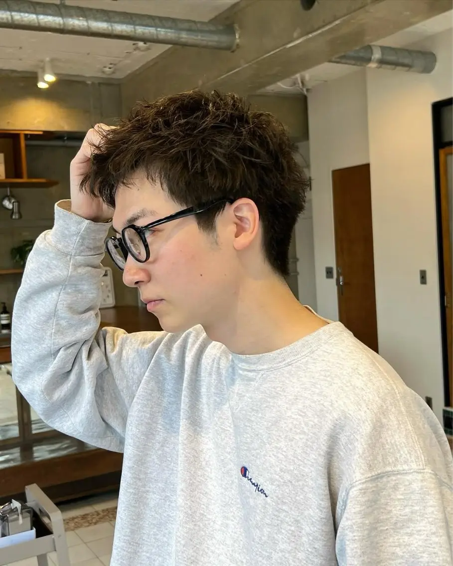 ショート パーマ メンズ ブリ—チ🎨パ—マ 🌿表参道ちえ🌿のヘアスタイル