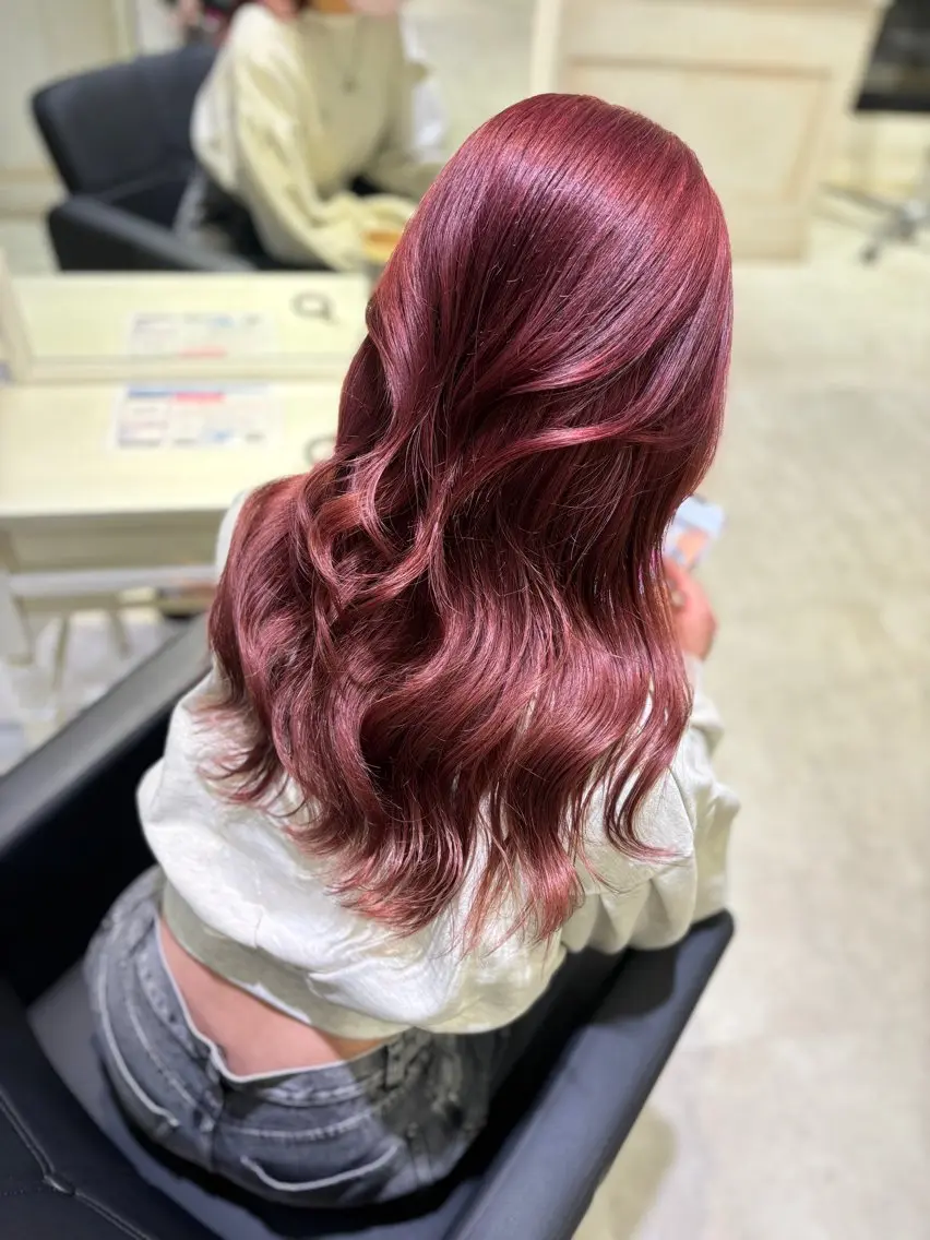 セミロング カラー 🌷ピンク/韓国風 暖色カラー ゆい🌷のヘアスタイル