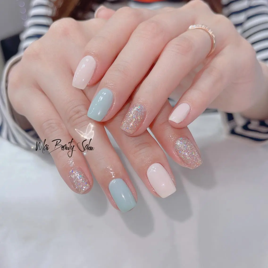 ネイル オーロラネイル チークネイル 長さ出し フラッシュネイル フットネイル ハンドネイル MaiBeauty マイ マイのネイルデザイン
