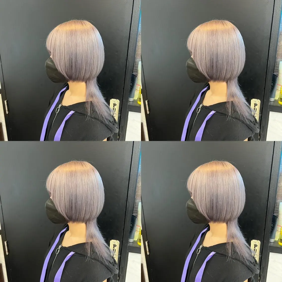 ミディアム カラー シルバー ホワイトシルバー ✨レイヤー/髪質改善 /縮毛矯正✨ナカムラのヘアスタイル