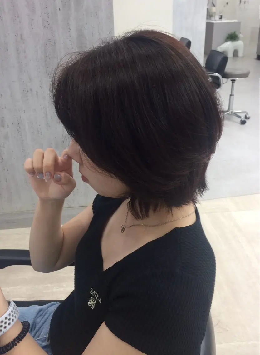ショート カラー ボブレイヤー ブラウンカラー ボブ レイヤーカット カット ヘアカラー 杏華レイヤー/ パーマ/ハイトーンのヘアスタイル